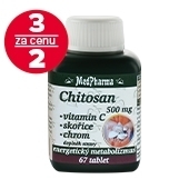 Paket 3× Chitosan 500 mg + vitamin C + skořice + chrom, 67 tablet